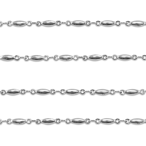 Stainless Steel - Rostfrei Stahl Schmuckzubeh&ouml;r Gliederkette Oval Silver