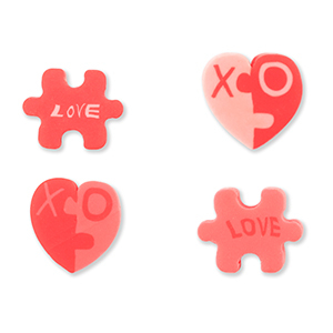 Polymer Perlen Puzzle-Herzchen Coral pink