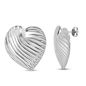 Ohrringe / Ohrstecker aus Stainless Steel - Rostfreiem Stahl Herz Silver