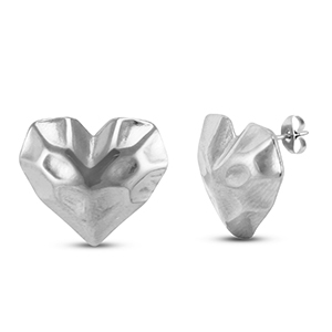 Ohrringe / Ohrstecker aus Stainless Steel - Rostfreiem Stahl Herz Silver