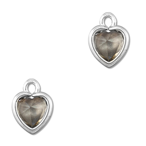 Anh&auml;nger Kristallglas Herz Light grey-silver