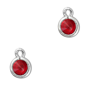 Anh&auml;nger Kristallglas Rund Red-silver