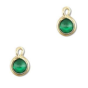 Anh&auml;nger Kristallglas Rund Emerald green-gold