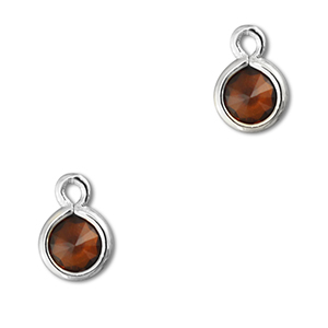 Anh&auml;nger Kristallglas Rund Orange brown-silver