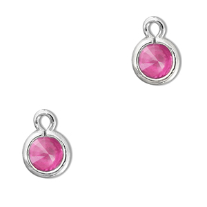 Anh&auml;nger Kristallglas Rund Dark pink-silver