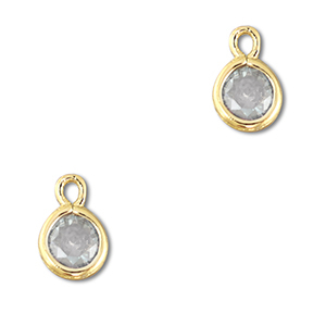Anh&auml;nger Kristallglas Rund Light grey-gold