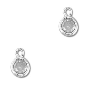 Anh&auml;nger Kristallglas Rund Light grey-silver