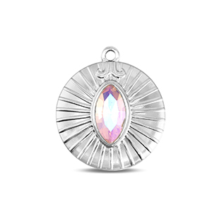 BY31&reg; Stainless Steel - Rostfrei Stahl Anh&auml;nger Rund Silver-light pink