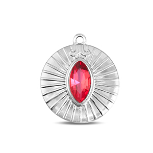 BY31&reg; Stainless Steel - Rostfrei Stahl Anh&auml;nger Rund Silver-soft pink opal