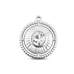 BY31&reg; Stainless Steel - Rostfrei Stahl Anh&auml;nger Rund mit Ring Silver-crystal