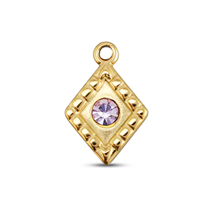 BY31&reg; Stainless Steel - Rostfrei Stahl Anh&auml;nger Rhombus Gold-light lilac