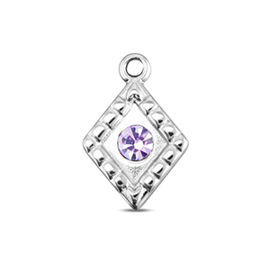 BY31&reg; Stainless Steel - Rostfrei Stahl Anh&auml;nger Rhombus Silver-light lilac