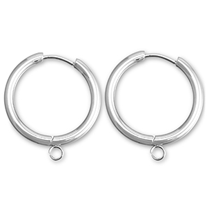 Ohrringe aus Stainless Steel - Rostfreiem Stahl Creolen mit &Ouml;se 21mm  Silver