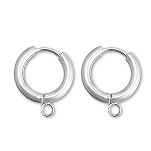 Ohrringe aus Stainless Steel - Rostfreiem Stahl Creolen mit &Ouml;se 15mm Silver