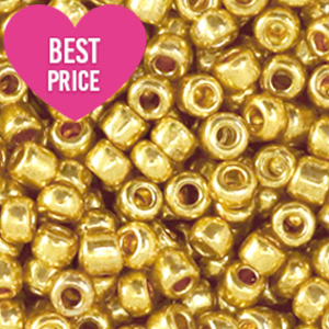 Glasperlen Rocailles 6/0 (4mm) Metallic shine yellow gold