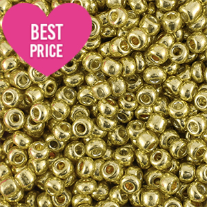 Glasperlen Rocailles 6/0 (4mm) Metallic shine yellow gold