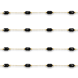 Stainless Steel - Rostfrei Stahl Schmuckzubeh&ouml;r Gliederkette Oval Gold-black
