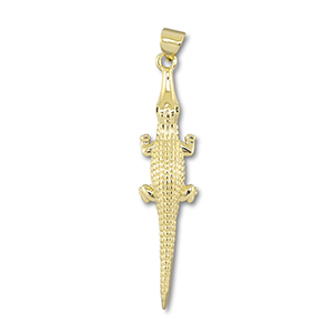 Brass TQ Metall Anh&auml;nger Krokodil Gold
