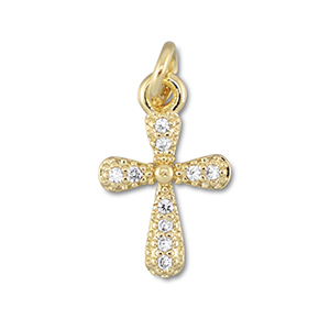 Brass TQ Metall Anh&auml;nger Kreuz Gold