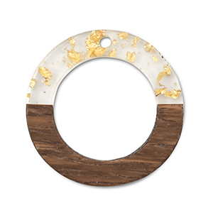 Holz Anh&auml;nger Rund Transparent-gold-brown