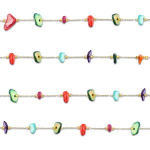 Stainless Steel - Rostfrei Stahl Schmuckzubeh&ouml;r Gliederkette Irregular Gold-multicolour