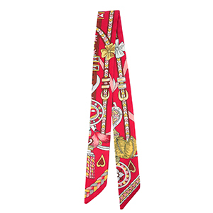 Bandana Schal mit Herz/Lederriemen Red-brown-light grey