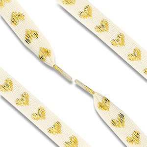 Trendy Schn&uuml;rsenkel mit Herz Off white-gold