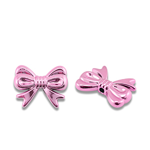 Metall Look Perlen Schleife Pink metallic