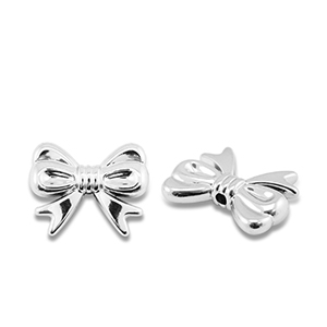 Metall Look Perlen Schleife Silver metallic