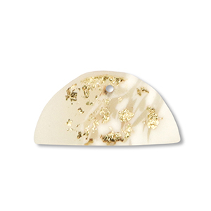Polymer Anh&auml;nger Halbrund Off white-beige-gold