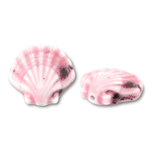 Perlen Keramik Muschel Pink-blue-red