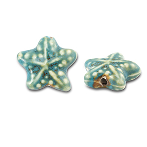 Perlen Keramik Seestern Teal blue