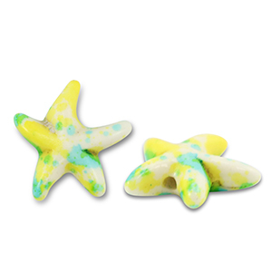 Perlen Keramik Seestern Off white-blue-yellow-green