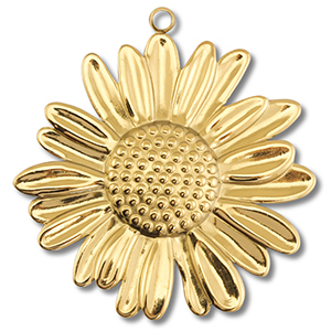 Stainless Steel - Rostfrei Stahl Anh&auml;nger Blume Gold