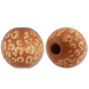 Holzperlen Rund 16mm Patrone Light brown-natural