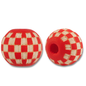 Holzperlen Rund 10mm Patrone Red-natural