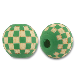 Holzperlen Rund 10mm Patrone Green-natural