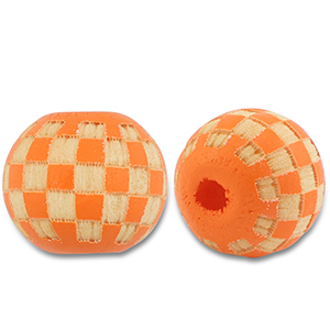 Holzperlen Rund 10mm Patrone Orange-natural