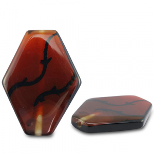 Naturstein Perlen Achat Hexagon Transparent amber brown-black