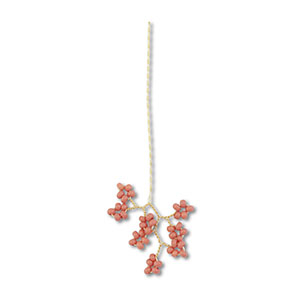 Anh&auml;nger Glasperlen Blume Gold-mauve pink