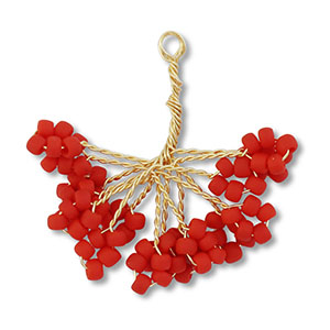 Anh&auml;nger Glasperlen Blume Gold-red