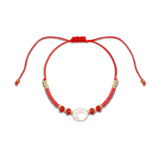 Trendy Armb&auml;nder Gemischte Perlen Red-white-gold