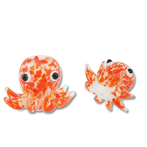 Handbemalt Glasperlen Oktopus Orange-white