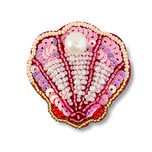 Broschen Muschel Multicolour pink-red-white-gold