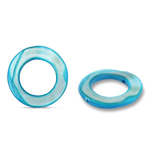 Muschel Perlen 20mm Rund Blue