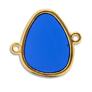 Metall Anh&auml;nger DQ Zwischenst&uuml;ck Blue-Gold (Nickelfrei)
