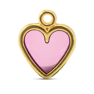 Metall Anh&auml;nger DQ Herz Pink-Gold (Nickelfrei)