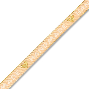BY31&reg; Schmuckband mit Text "Handmade" Beige brown-white-gold