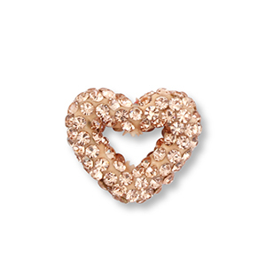 Acryl Perlen mit Strass Herz Peach