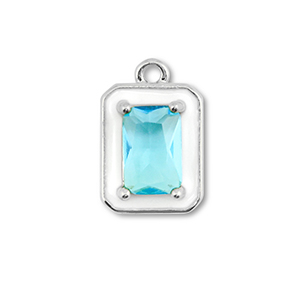 Brass TQ Metall Anh&auml;nger Rechteck Silver-white-light blue